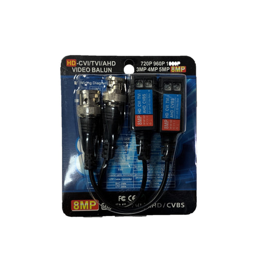 Video Balun pasivo HD 8 MP con cable de BNC a UTP