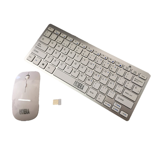 Teclado + Mouse Inalambrico USB color Blanco marca Anera