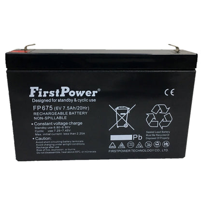 Bateria Seca Recargable 6 V 7.5 Ah sellada marca First Power