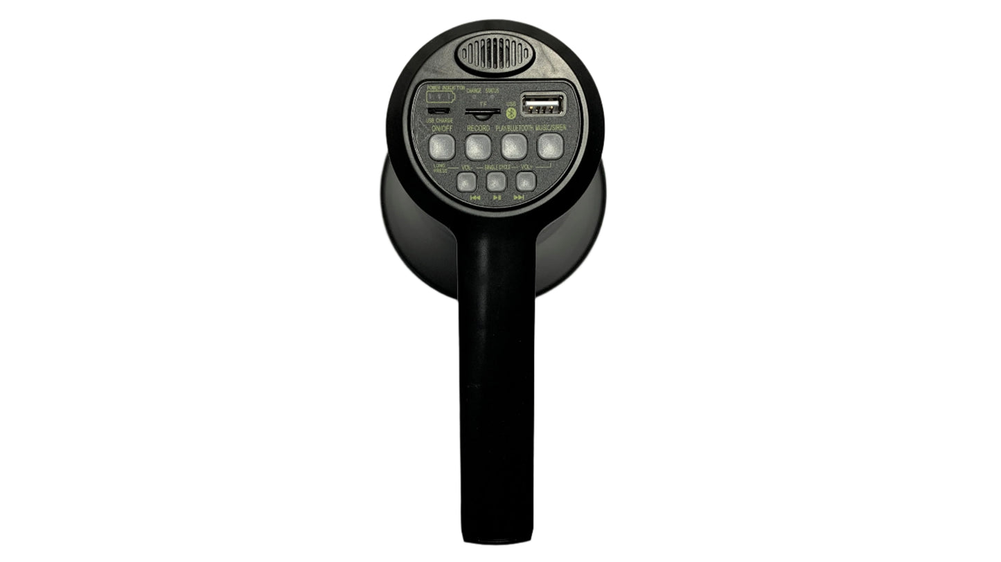 Mini Megafono negro recargable con bluetooth USB grabacion y musica 30 Watts