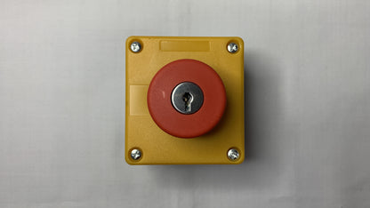 Boton Pulsador tipo hongo 40 mm de Emergencia con Llave y Caja