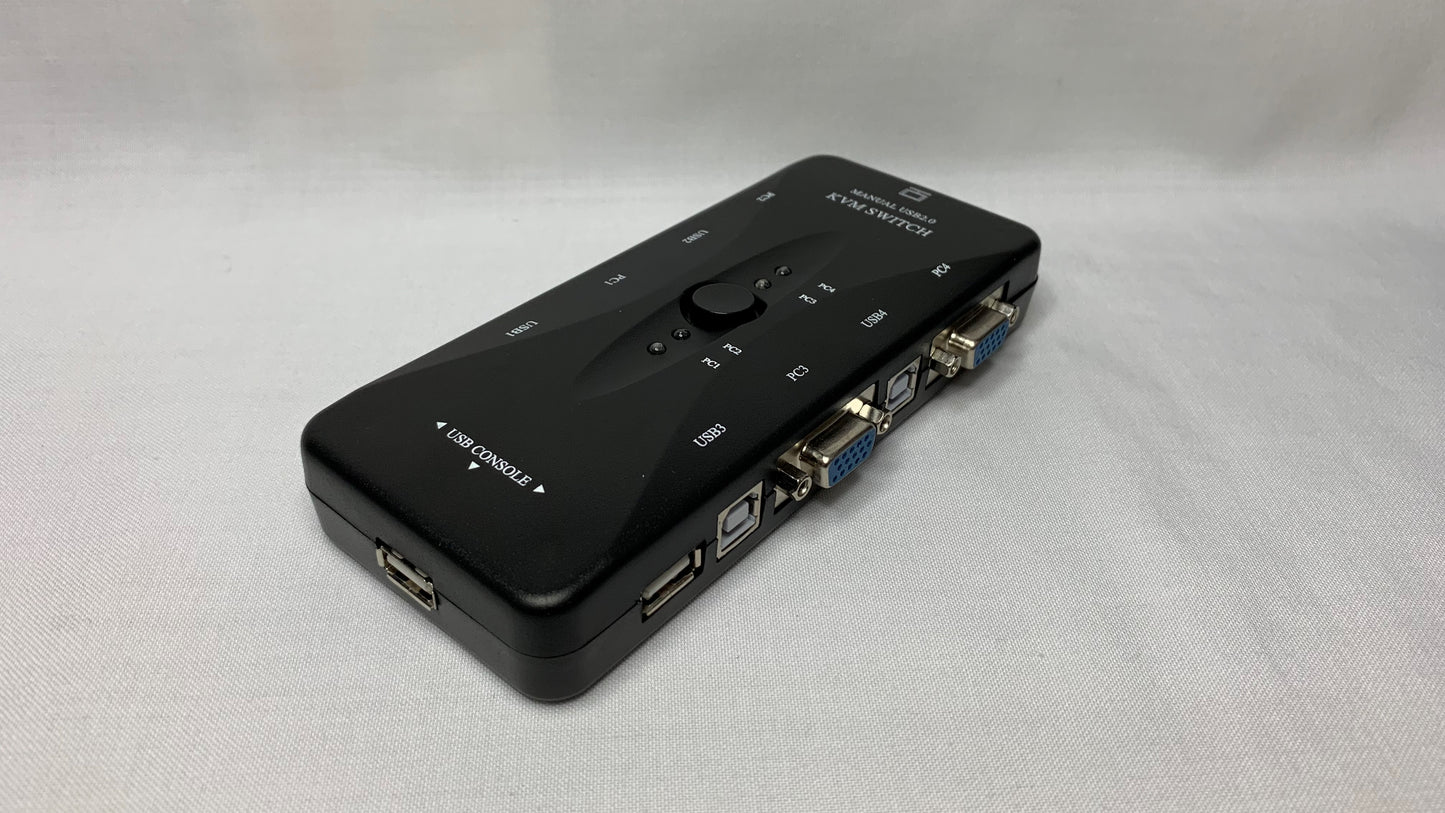 Combo: Switch KVM USB de 4 puertos + 2 cables KVM 1.5 metros